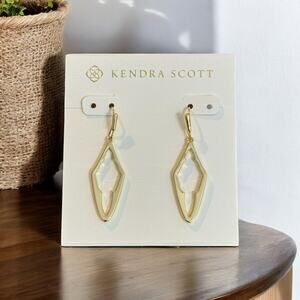 NWT! Kendra Scott Elongated Abbie Open Frame Earrings in Gold